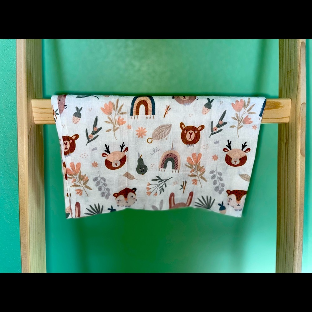 Organic Cotton Woodland Muslin Blanket